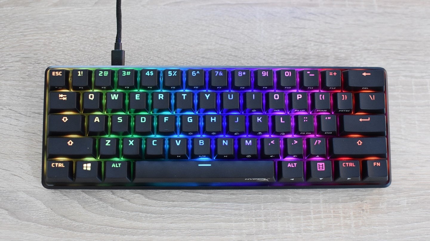 A photo of the HyperX Alloy Origins 60 gaming keyboard.